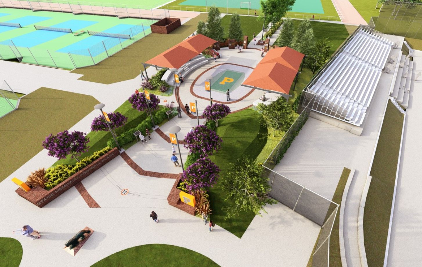 Artist's rendering of Stagg Memorial Football Plaza