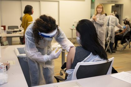 Student receiving vaccine