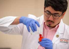 PharmD student in compounding lab