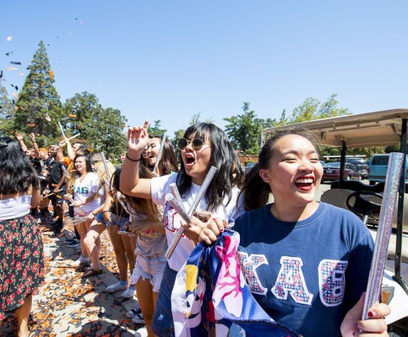 students celebrating