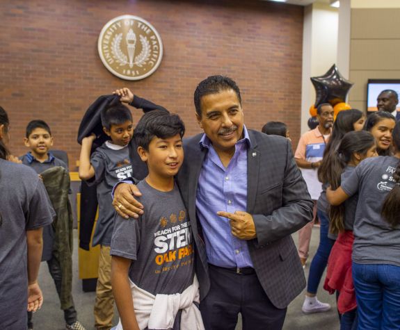 Astronaut Jose Hernandez and academy student