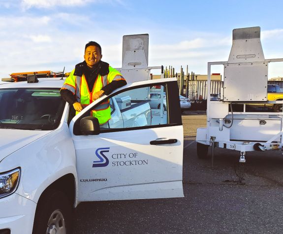 Student working their Co-op with the city of stockton