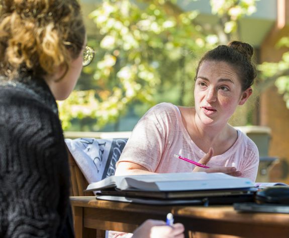 students studying outside