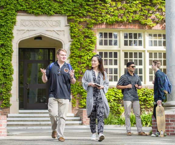 students walking on campus