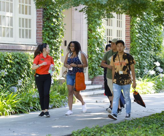 students taking campus tour