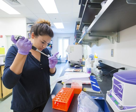 student in lab