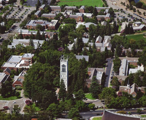arial photo of stockton campus