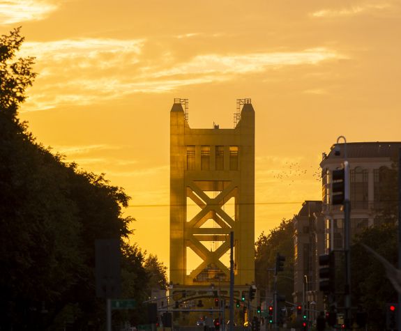 Sacramento bridge at sunset