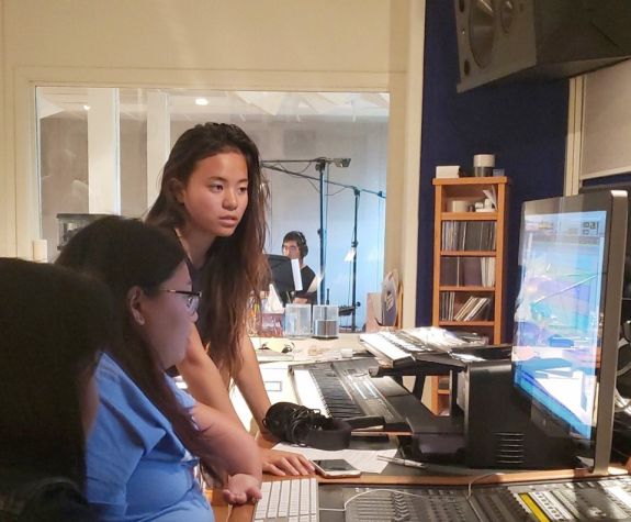 Music Industry Studies students in a recording studio