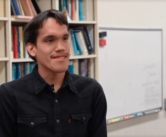 Oscar Avalos, math major, in a study room 
