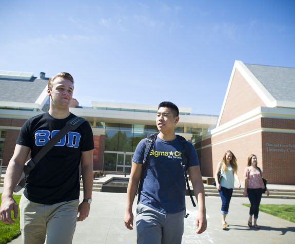 students walking on university of the pacific campus
