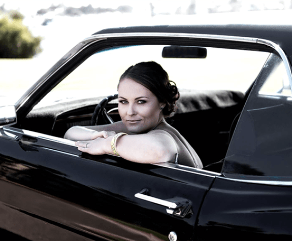 A woman in a car