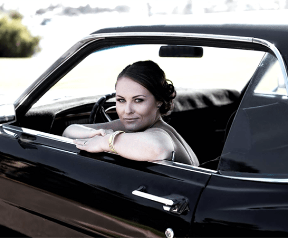 A woman in a car