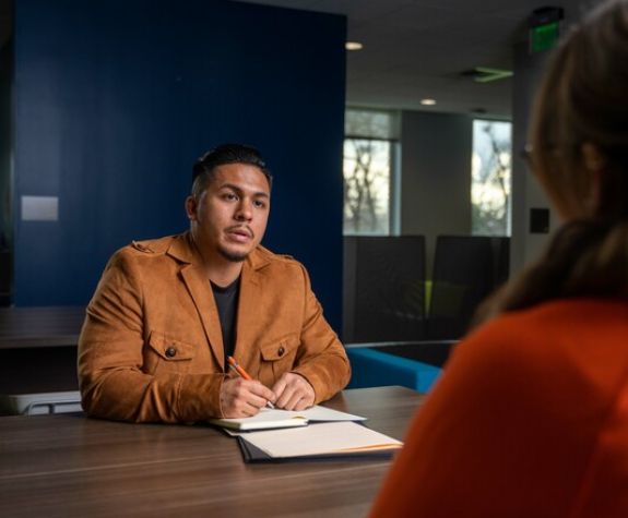 Students engaged in counseling simulation for University of the Pacific's Master of Social Work program in Sacramento, California.