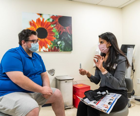 Student provides care for diabetes management in University of the Pacific's Master of Social Work program in Sacramento, California.