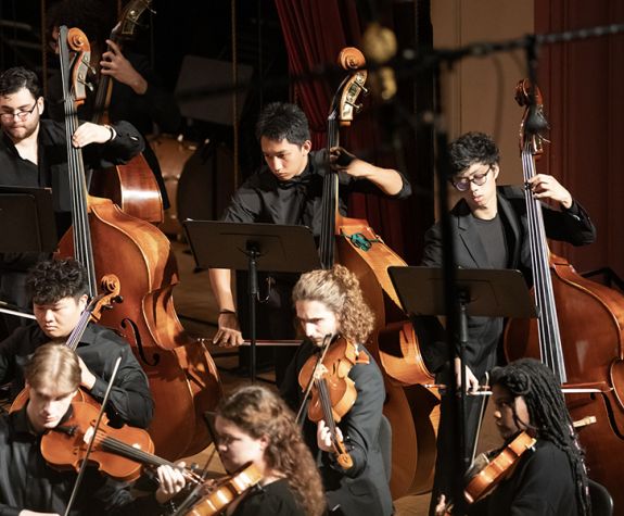 String section of University Symphonic Orchestra