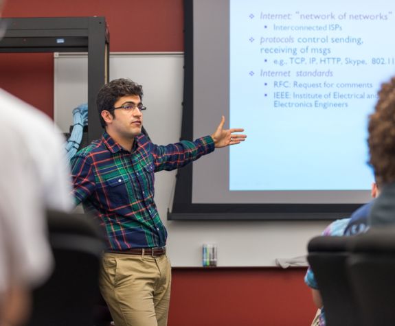Cybersecurity professor instructs class