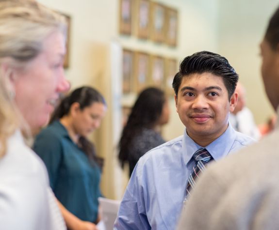 students talking in a group