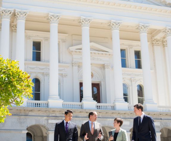 Students walk together at the California capitol