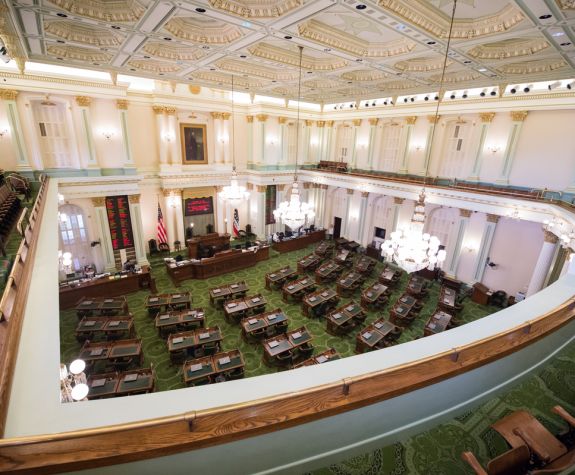 The interior of the California state capitol.