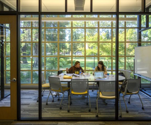 students in a study room in the Stockton Campus Library