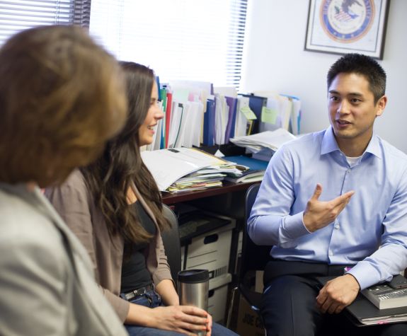 Students discuss financial aid with an advisor at University of the Pacific