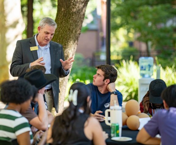 Dean Gale with students