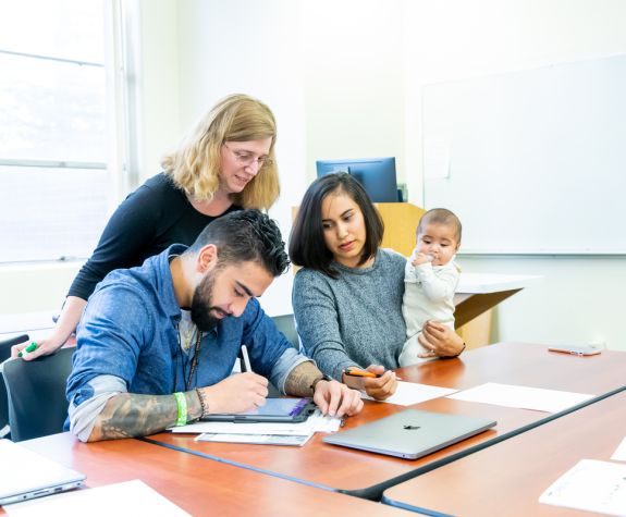Student with family at Benerd College