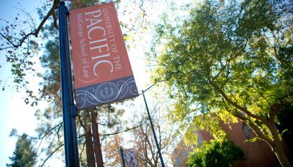 An orange banner that says University of the Pacific 