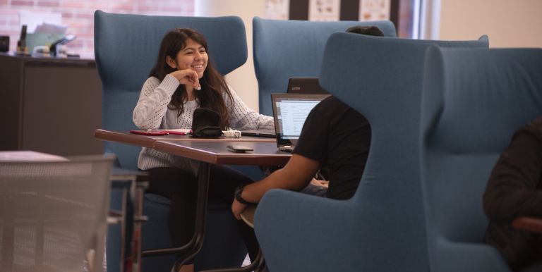 Students studying in the library