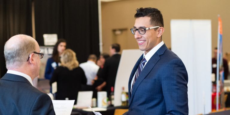 student at career fair