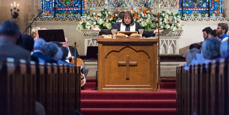 Religious leader at pulpit