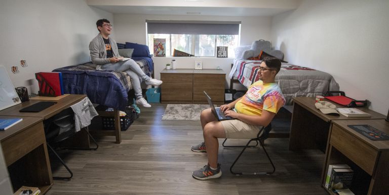students in Grace Covell dorm room