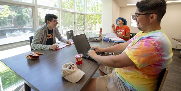 students studying in common area