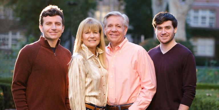 The Callahans family, Cody, Jean, Chris and Casey, on Knoles Lawn