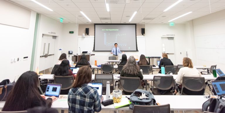 a classroom with students
