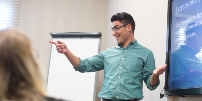 student giving a presentation