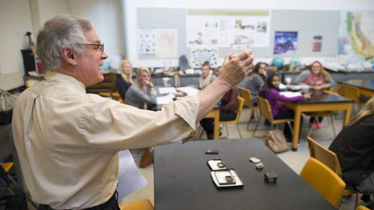 Gene Pearson in Geology Lab