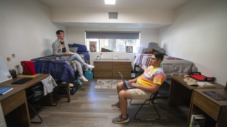 students in Grace Covell dorm room