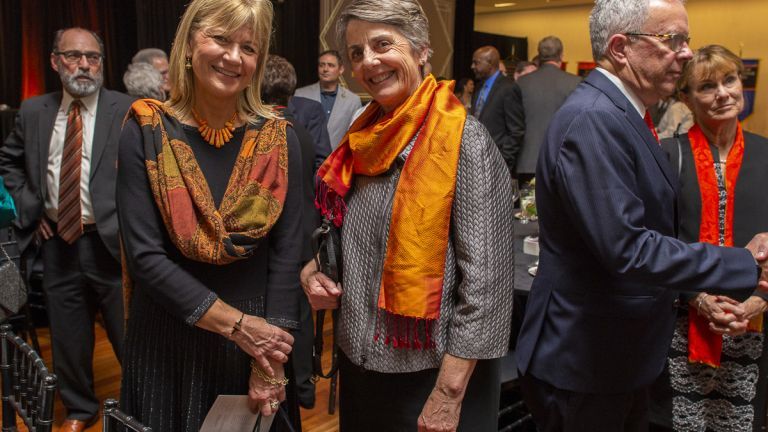 Jean Callahan with Provost Maria Pallavicini at the 2020 Distinguished Alumni Awards