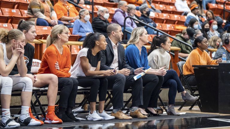 Jean Callahan in the coach's seat for Pacific women's basketball