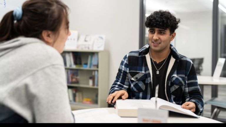 Students studying in the library