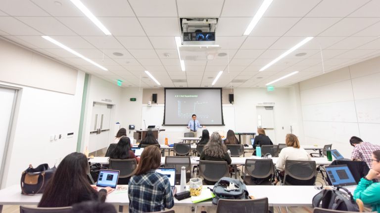 a classroom with students