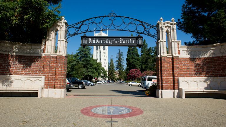 gate and tower at University of the Pacific