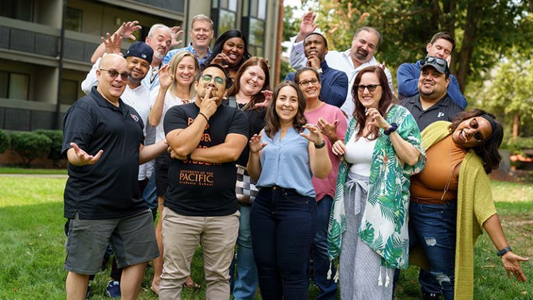 A cohort of Benerd graduate students meet for their residency in Sacramento