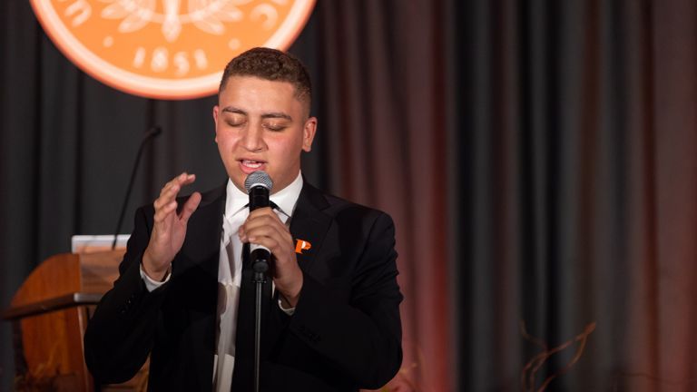University of the Pacific's voice major Filo Ebid sings on stage