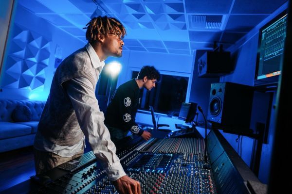 Music Industry Studies students in a recording studio