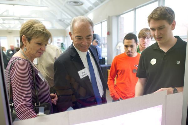 Pacific President Don DeRosa attends the dedication of Callison Hall, the creative hub of the Powell Scholars, in 2012.