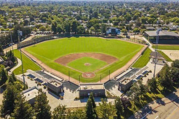 a drone shot of the Klein Family Baseball Field