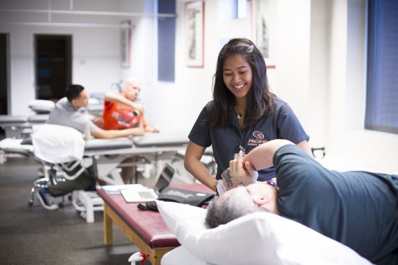 Athletic Training working on a client. 